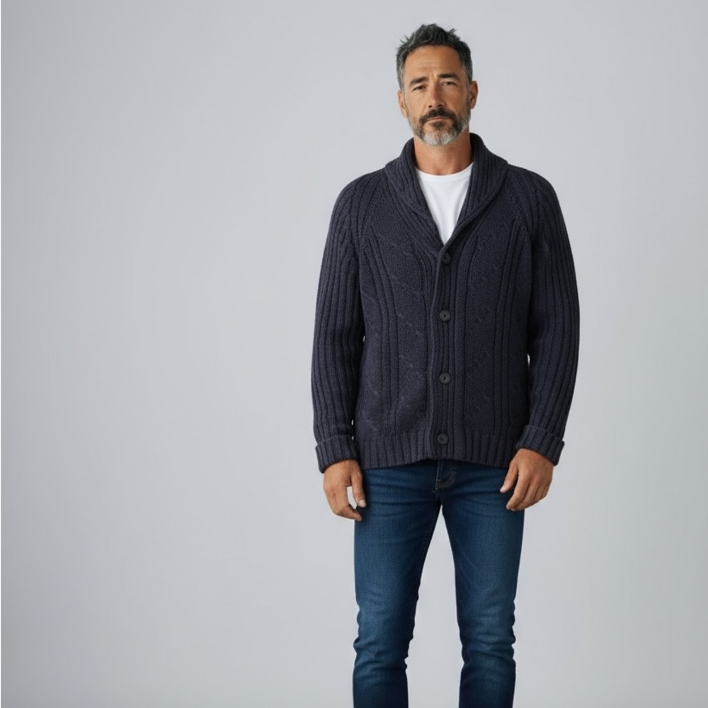 DKNY Dark Blue Cable Knit Sweater